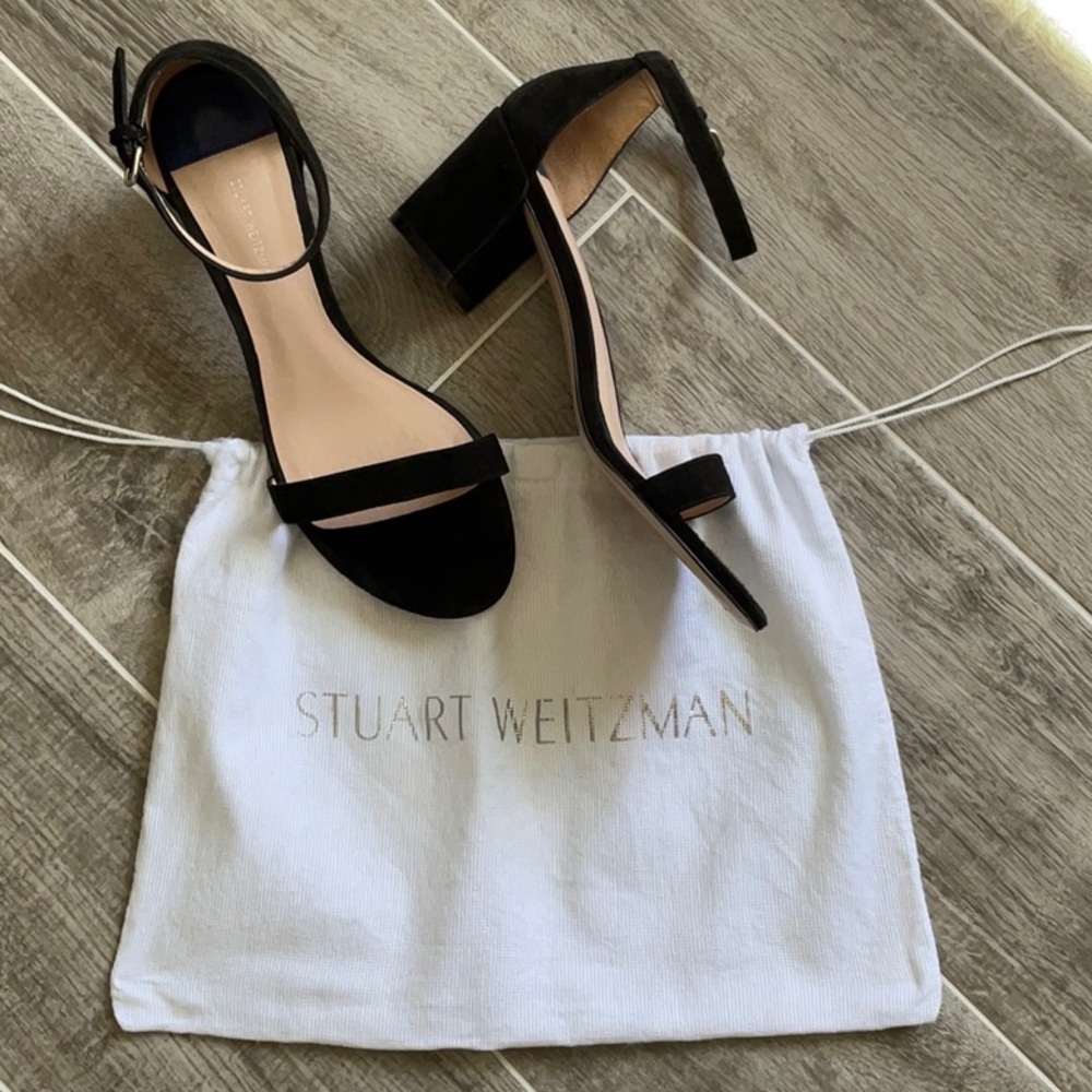 Stuart Weitzman Black Suede Sandal 7.5 - Picture 4 of 12